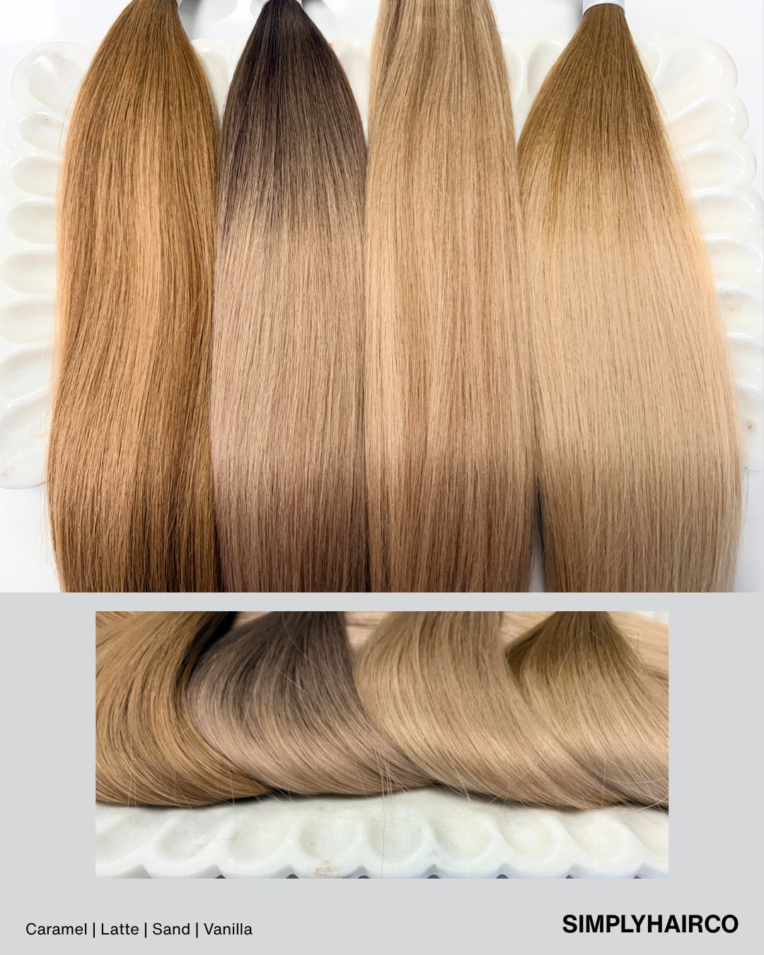 Caramel, Latte, Sand & Vanilla Hair Extensions | SimplyHairCo